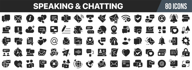 Speaking and chatting black icons collection. Big UI icon set in a flat design. Vector illustration EPS10 © stas111