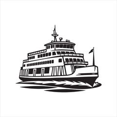 Ferry Silhouette Vector Clipart