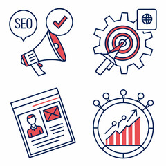 Digital marketing strategy icons seo growth success