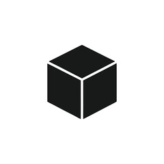 Minimalist Cube Icon in Black and White