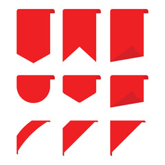 Red bookmark ribbon badge icon vector illustration for label tag sticker banner web element promotion discount notification design shape.