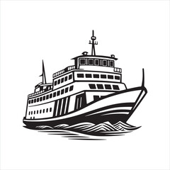 Ferry Silhouette Vector Clipart