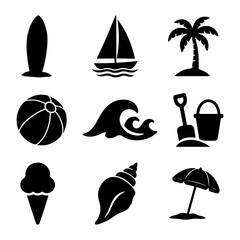 summer icons set vector illustration