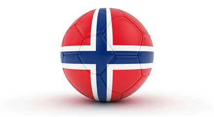 Obraz premium A soccer ball with the flag of norway on it displayed against a plain white background in a studio shot