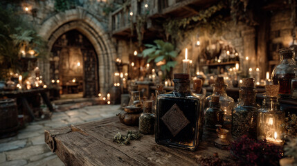 Obraz premium Medieval tavern with candles