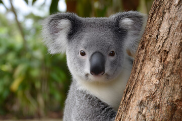 Naklejka premium Young Koala sitting in tree