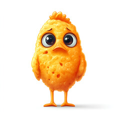 Illustration of a sandy yellow chicken sitting alone on a white background character illustration