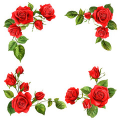 Fototapeta premium Red roses pattern on transparent background