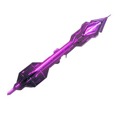 Futuristic Arrow with Innovative Details in Neon Pu Isolated on Transparent Background