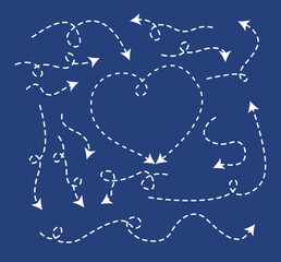 Abstract background with dash arrows going down, right, up. Vector illustration. Abstract background with black paper arrows. 