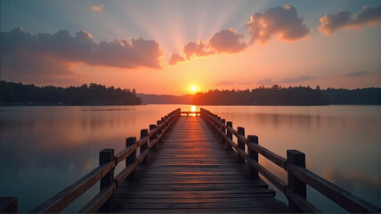 Obraz premium sunset on the river