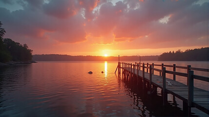 Obraz premium sunset on the lake