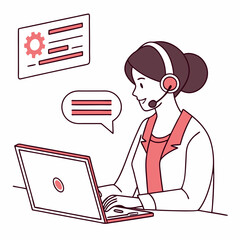 Customer service agent working on laptop computer