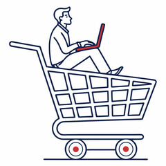 Man shopping online in cart, professional design element