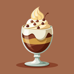 Delicious Chocolate Layered Dessert with Whipped Cream and Cherries