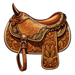 Ornate Western Saddle with Intricate Carving and Leather Detail