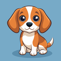 Adorable Cartoon Beagle Puppy Sitting Cute Dog Illustration