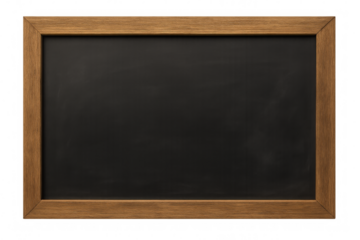 Empty blackboard with wooden frame on transparent background for educational purposes