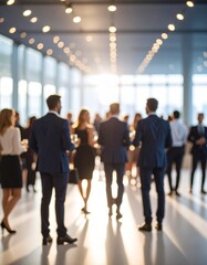 Plakat Blurred shot of business people at party or corporate event in office center