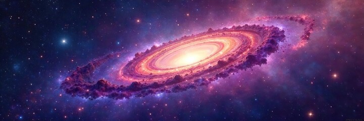 A celestial panorama depicting a swirling nebula, galaxies, and stars, symbolizing the vastness and mystery of a divine cosmos , cosmos,  spiritual journey,  space