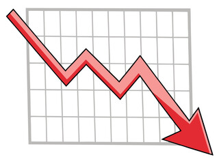 Decreasing Trend Graph Showing Economic Downturn Vector Illustration