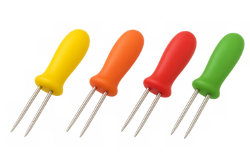 Colorful corn holders with transparent background