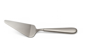 Silver cake server lying on transparent background