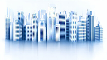 Obraz premium Modern City Skyline Illustration In Blue And White