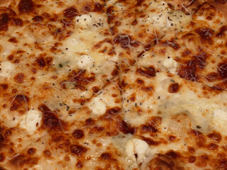 Delicious cheese pizza with golden crust and toppings