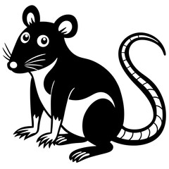Cartoon Rat Illustration Black and White Design