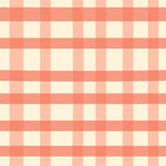 Hand drawn checkered seamless pattern. Trendy illustration. Abstract style plaid, tartan, gingham cloth.  Suits for textile, fabric covers, packaging and gift wrap.Print template 