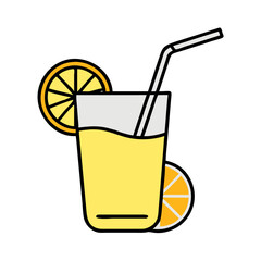 Orange Juice Glass with Ice Cubes and Lemon Slice
vector illustration 
