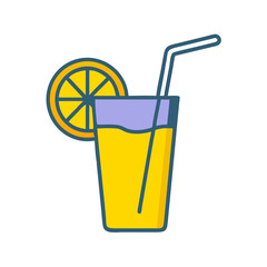 Orange Juice Glass with Ice Cubes and Lemon Slice
vector illustration 
