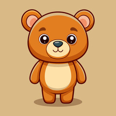 Adorable Cartoon Brown Bear Character Illustration
