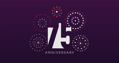 75th Anniversary Celebration Design With Fireworks on Dark Background, Perfect for Milestone Events and Invitations. Vector Illustration