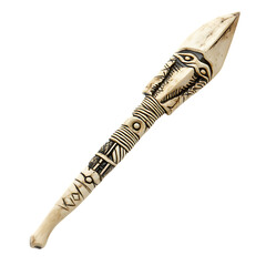 A Carved Bone Arrow with Inuit Whale Hunts Arctic Design Isolated on Transparent Background