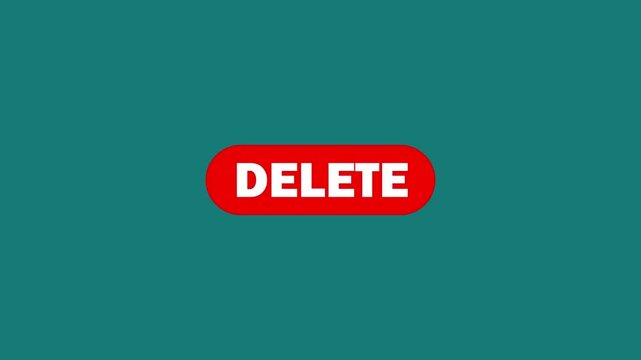 Delete button animation in retro style. CYAN background. red start button icon shine on cyan background. use for business success, or development apps games.