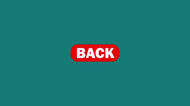 Back button animation in retro style. CYAN background. red start button icon shine on cyan background. use for business success, or development apps games.