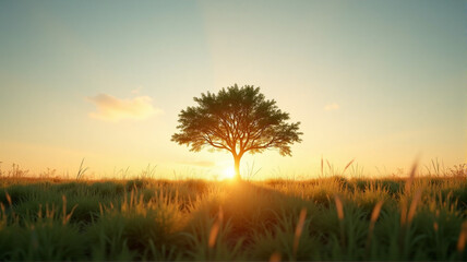 sunset in the field