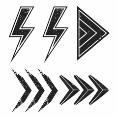 Bold black arrows and lightning bolts graphic design elements