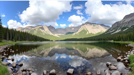 lake and mountains