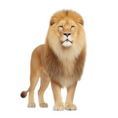 Obraz premium Majestic lion stands proudly, showcasing its magnificent mane and powerful stance. lion intense gaze and regal posture exude strength and authority, embodying essence of wild