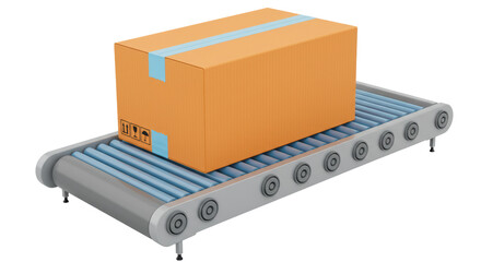 Isolated Box on Conveyor Belt