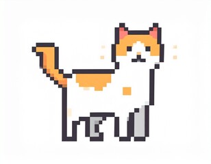 Obraz premium 猫、ドット絵、イラスト