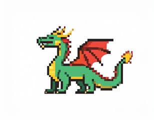 Fototapeta premium ドラゴン ドット絵