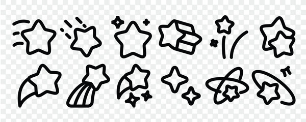 star vector icon outline, Stars icon set in black and white colors. User interface vector icon. eps 10
