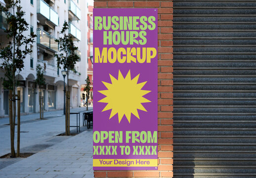 Business Timetable Mockup on a Street Wall