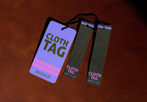 Mockup for Three Cloth Hang Tags 