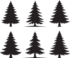Fototapeta premium Set of Pine Tree Silhouettes