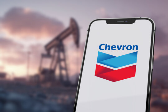Guilherand-Granges, France - May 22, 2025. Chevron Corporation, global energy leader based in California, operates in oil, gas, chemicals, and renewables across over 180 countries.